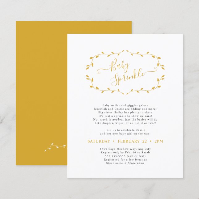 Budget Simple Botanical Baby Sprinkle PAPER (Front/Back)