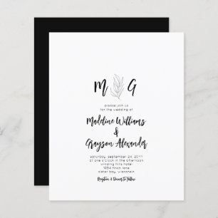Budget Simple Botanical Script Monogram Wedding
