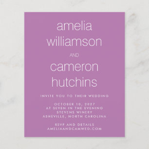 Budget Simple Chic Purple Wedding Invite