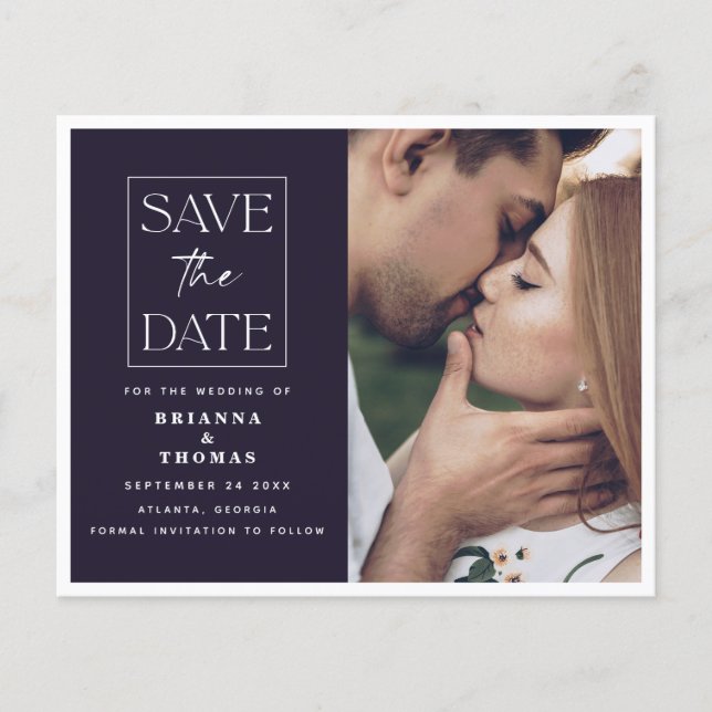 Budget Simple Classic Photo Wedding Save the Date (Front)
