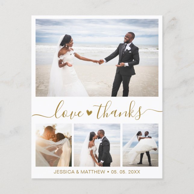 Budget Simple Collage Wedding Thank You Flyer (Front)