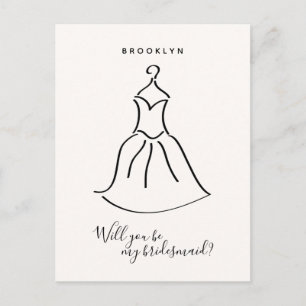 BUDGET Simple Dress Bridesmaid Proposal Card
