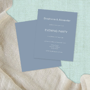 Budget Simple Dusty Blue Evening Party Invite