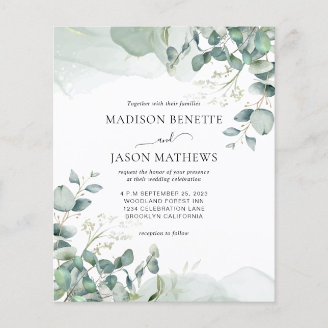BUDGET Simple Elegant Eucalyptus Greenery Wedding (Front)