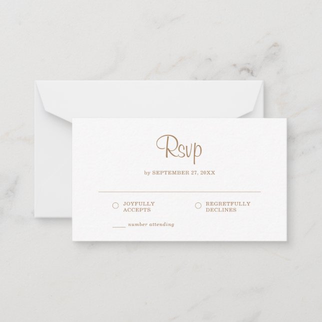 BUDGET Simple Elegant Gold Rustic RSVP Wedding Card (Front)