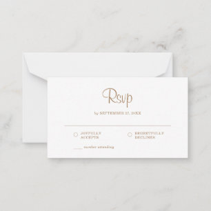 BUDGET Simple Elegant Gold Rustic RSVP Wedding Card