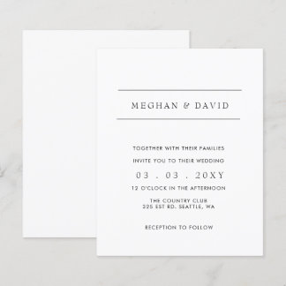 Budget Simple Elegant Modern Wedding Invitation
