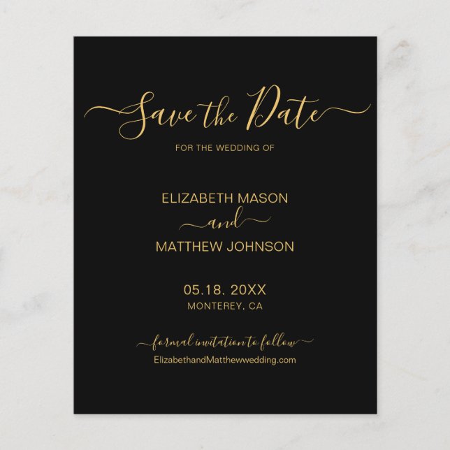 Budget Simple Elegant Script Save The Date Flyer (Front)