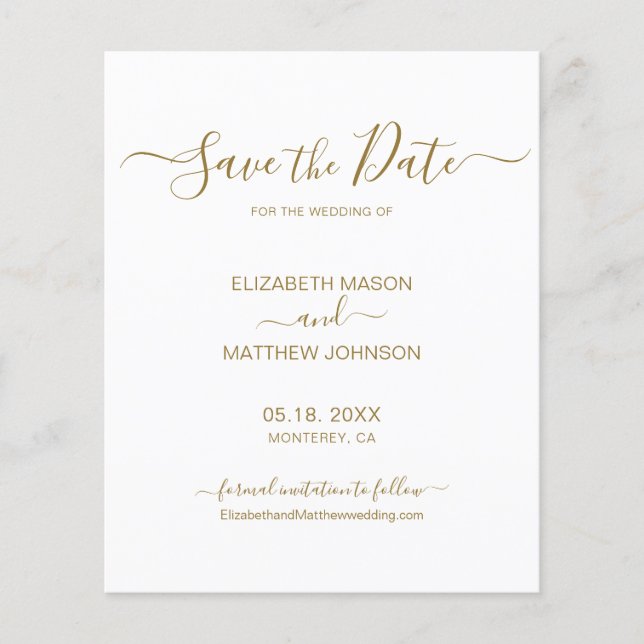 Budget Simple Elegant Script Save The Date Flyer (Front)