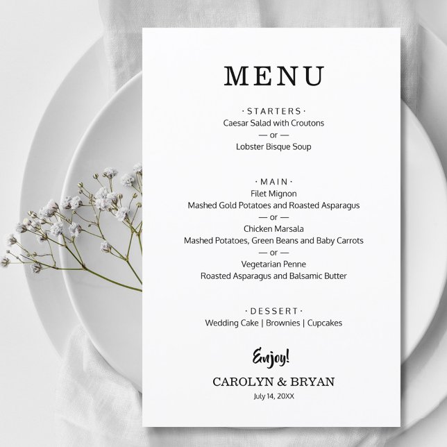 Budget Simple Elegant Wedding Dinner Menu (Creator Uploaded)
