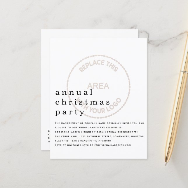 Budget Simple Employee Holiday Party Small Invite (Front/Back In Situ)