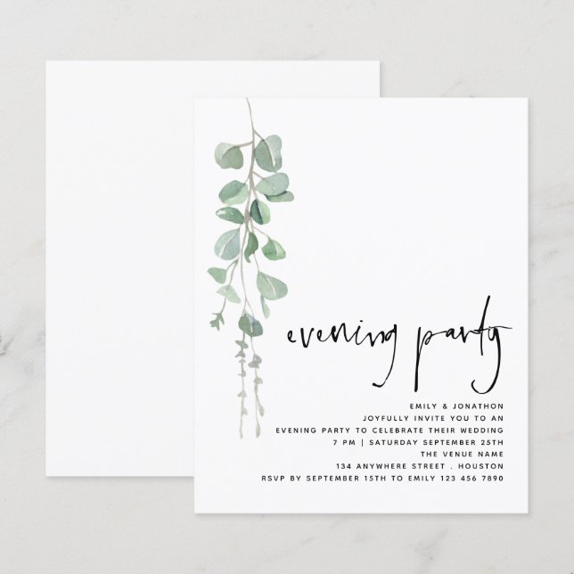 Budget Simple Eucalyptus Wedding Evening Party (Front/Back)
