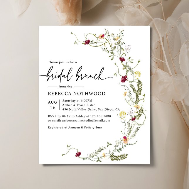 Budget Simple Floral Bridal Brunch Invitation  (Creator Uploaded)