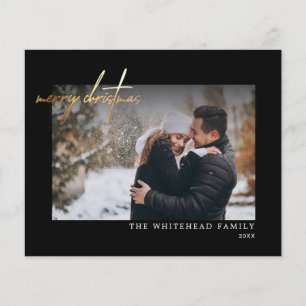 Budget Simple Gold Merry Christmas Black Card