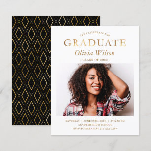 Budget Simple Gold Photo Graduation Invitation