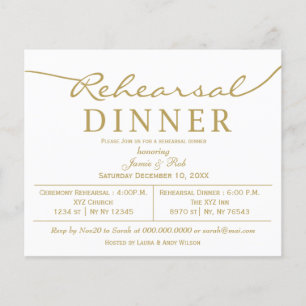 Budget Simple Gold Rehearsal Dinner Invitation