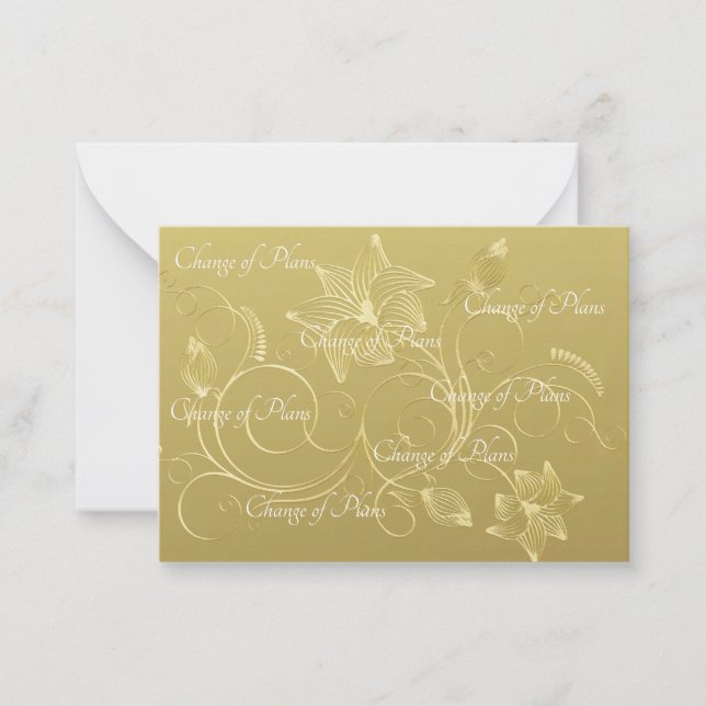 Budget. Simple golden Postponed Wedding Card (Front)