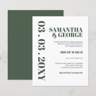Budget Simple Green Modern Wedding Invitation
