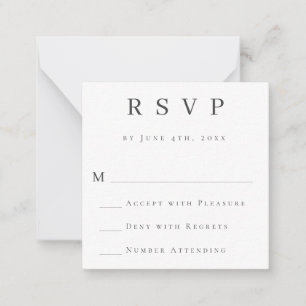 Budget Simple Grey Modern Wedding RSVP Card