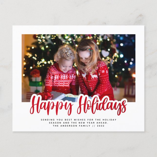 Budget Simple Happy Holidays Photo Holiday Card (Front)