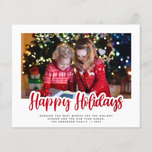 Budget Simple Happy Holidays Photo Holiday Card