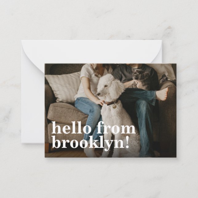 Budget Simple Hello New Home Address Photo Moving Card (Front)