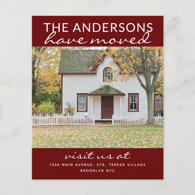 Budget Simple Home Photo Moving Red Announcement (Front)