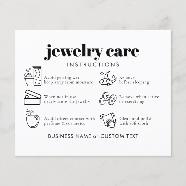 Budget Simple Jewellery Care Thank You Business  (Front)