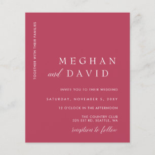 Budget Simple Magenta Minimal Wedding Invitation
