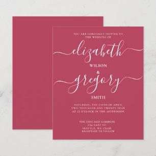 Budget Simple Magenta Modern Wedding Invitation