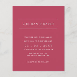 Budget Simple Magenta Modern Wedding  Invitation