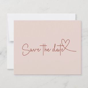 Budget Simple Minimal Pink Tan Save the Date