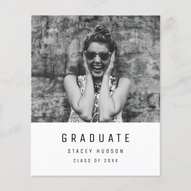 Budget Simple Minimalist Grad Announcement (Front)