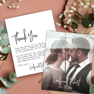 Budget Simple Minimalist Photo Wedding Thank You Flyer