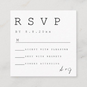 Budget Simple Minimalist Wedding RSVP Cards