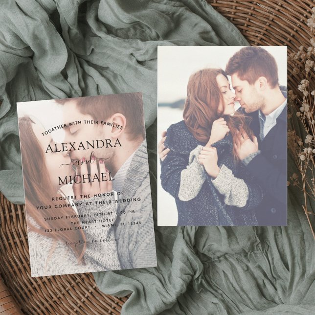 Budget Simple Modern 2 Photo Wedding Invitation (Creator Uploaded)