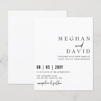 Budget Simple Modern Black Wedding Invitation