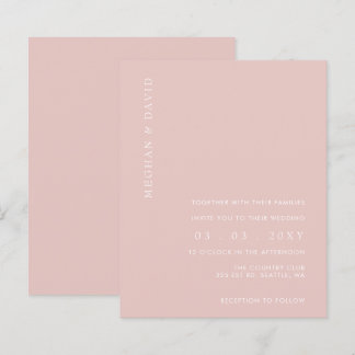 Budget Simple Modern Blush Wedding Invitation