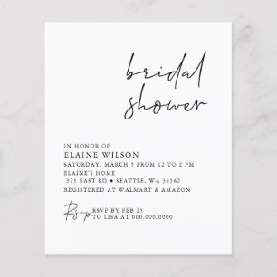 Budget Simple Modern Bridal Shower Invitation