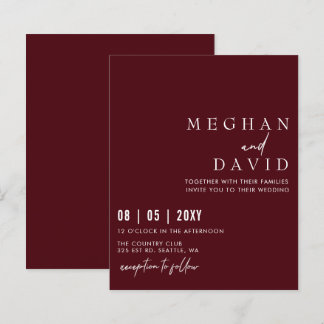 Budget Simple Modern Burgundy Wedding Invitation