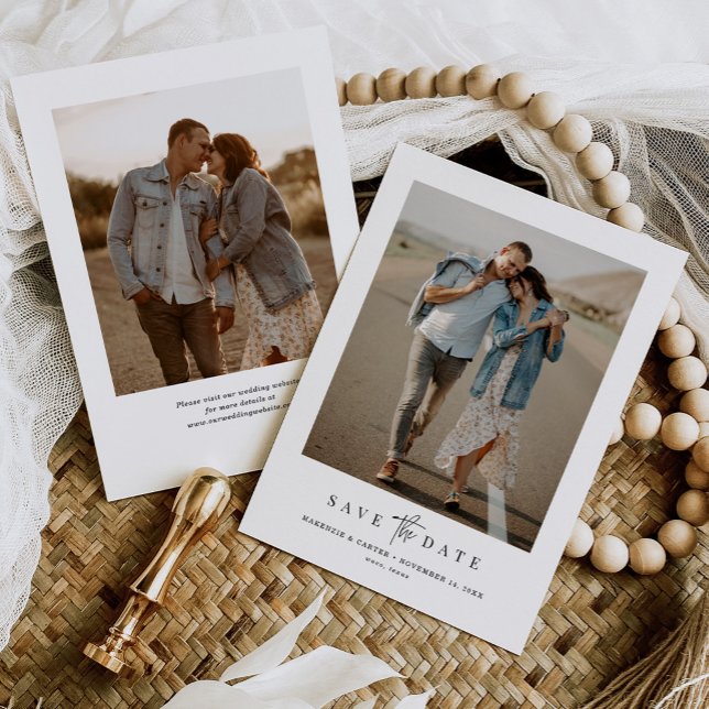 Budget Simple Modern Minimalist Two Photo Save The Date (Creator Uploaded)