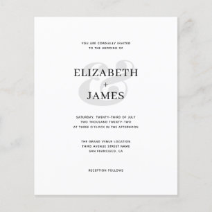 BUDGET Simple Modern Minimalist Wedding Invitation