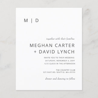 Budget Simple Modern Monogram Wedding Invitation