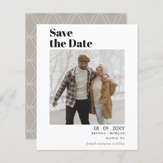 Budget Simple Modern Photo Save The Date Cards (Front/Back)