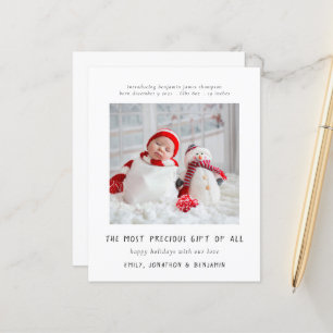 Budget Simple Newborn Photo Birth Christmas Card