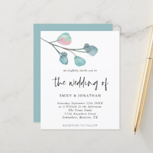 Budget Simple Pastel Eucalyptus Wedding Invitation