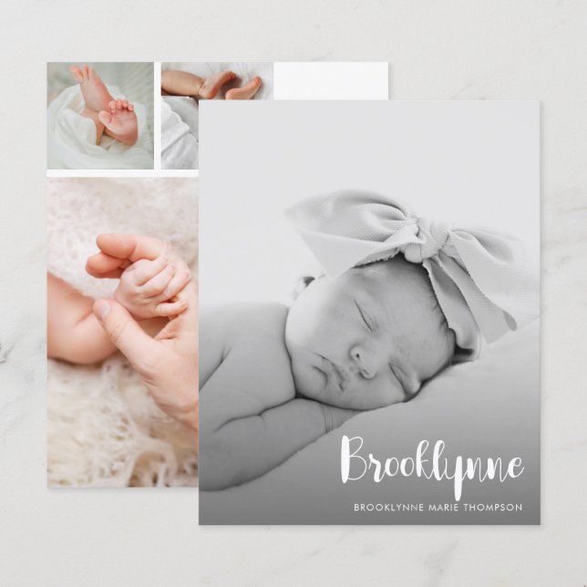 Budget Simple Photo Birth Announcement (Front/Back)