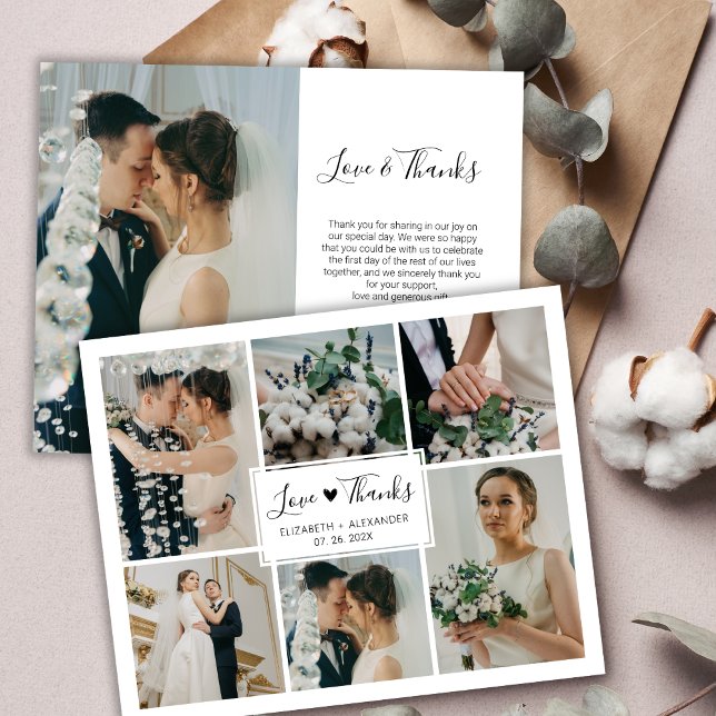 Budget Simple Photo Collage Wedding Thank You Card (Creator Uploaded)