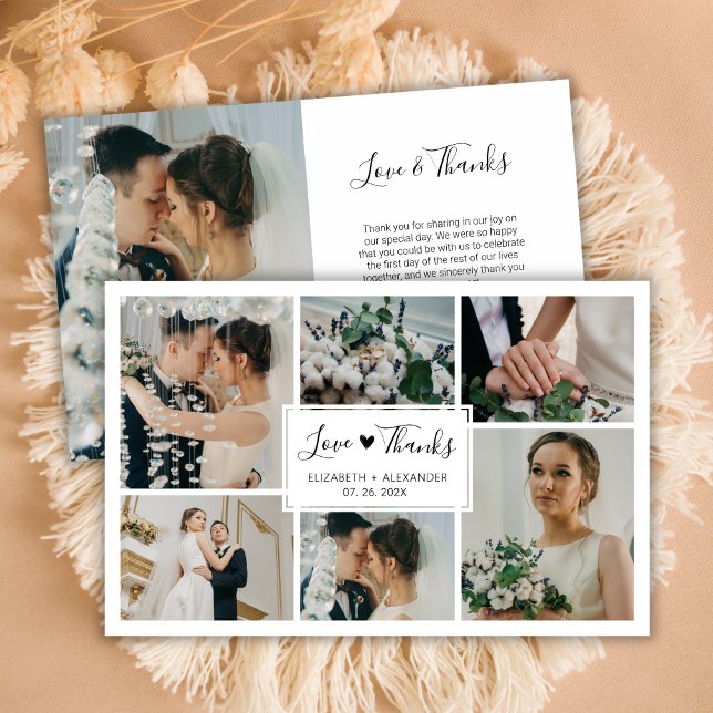 Budget Simple Photo Collage Wedding Thank You Card (Creator Uploaded)