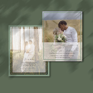 Budget Simple Photo Sage Green Wedding Invitation